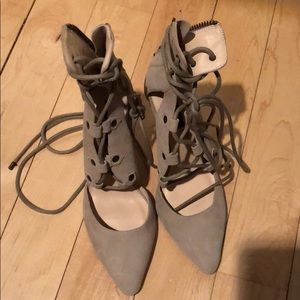 Nude suede gladiator heel lace up